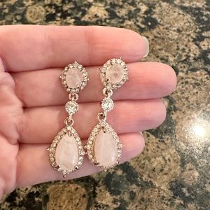 Pink Crystal Double Drop Earrings